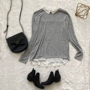 Black and white collared blouse